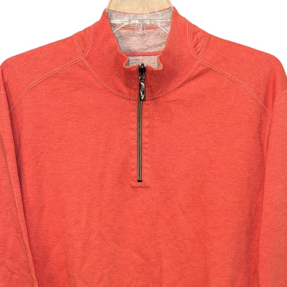 Men's Tommy Bahama 100% Cotton Peach Reversible 1/4 Zip Sweater Size XL - Picture 3 of 10